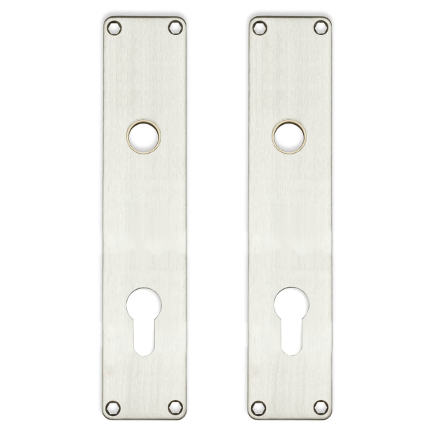 Backplates with PZ cylinder hole - cc92 mm - Brushed stainless steel - ø16 - 220x45x2 mm