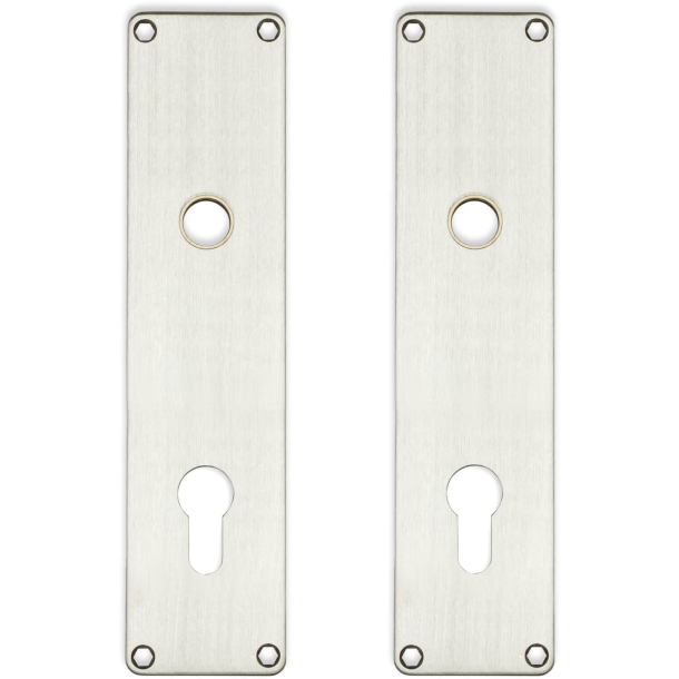 Backplates with PZ cylinder hole - cc92 mm - Brushed stainless steel - 16 - 235x55x2 mm