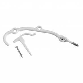 Storm hook - PN Beslag - White - w / tail hook - 119mm - 2 holes - Model 3463