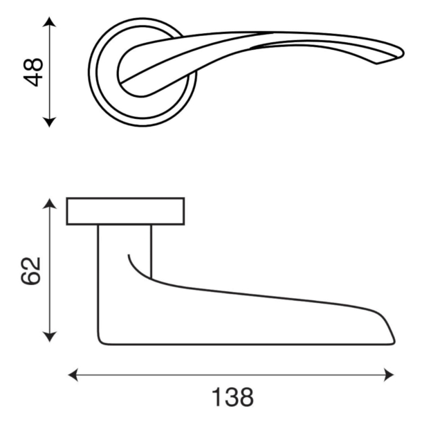 RDS door handle - polished brass - Model ELBA