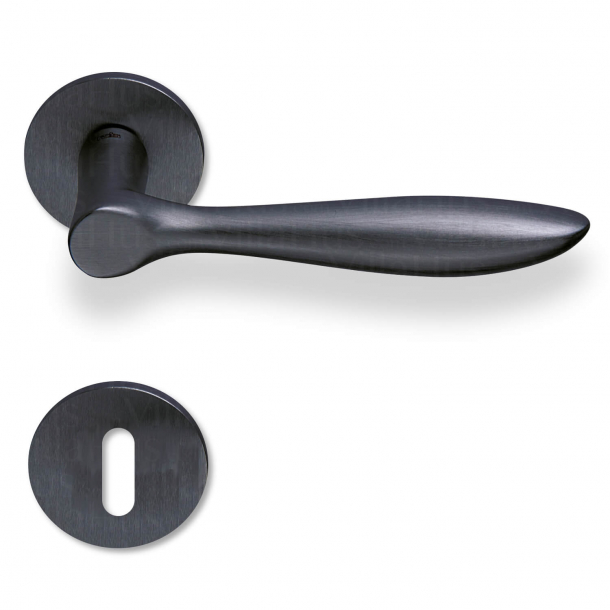 Dörrhandtag - Inomhus - Rost och nyckelskylt - Matt svart - Modell OLA