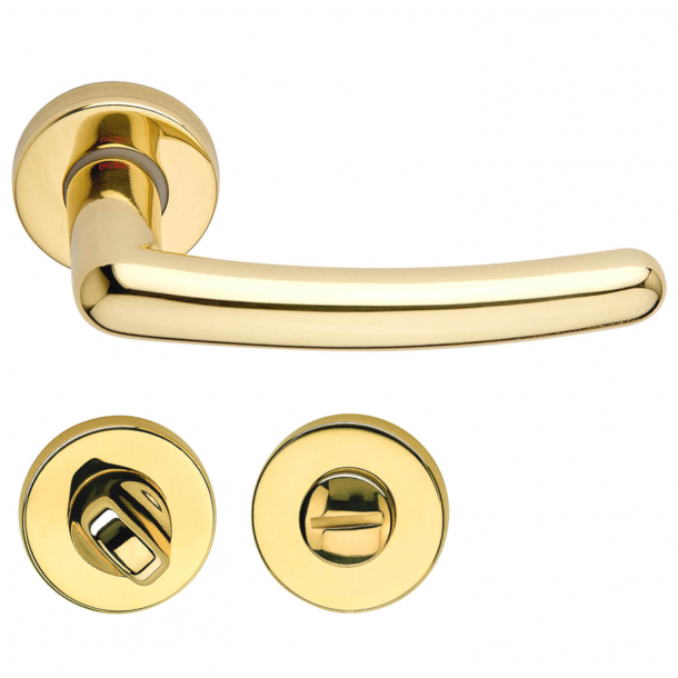 Door handle with privacy lock - Polished brass - Model BRUGES