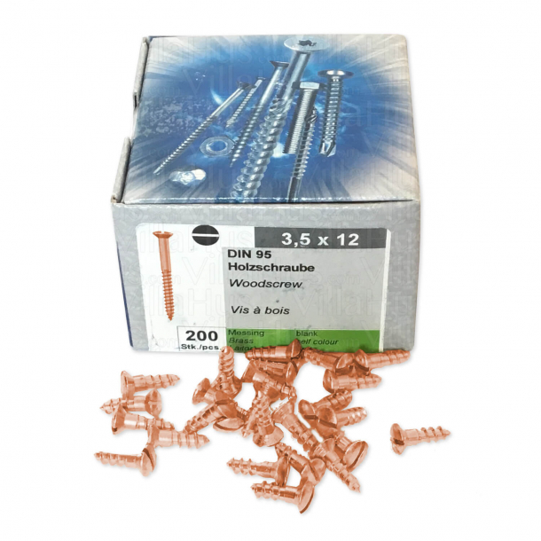 Copper wood screws - Slotted - 3,5x12 mm (200 pcs.)