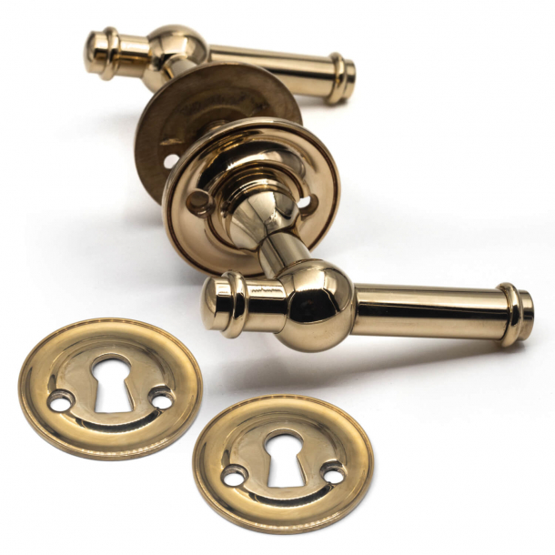Door handles - Brass - Scandinavian classic - Rosettes and escutcheon - Model ORDRUP