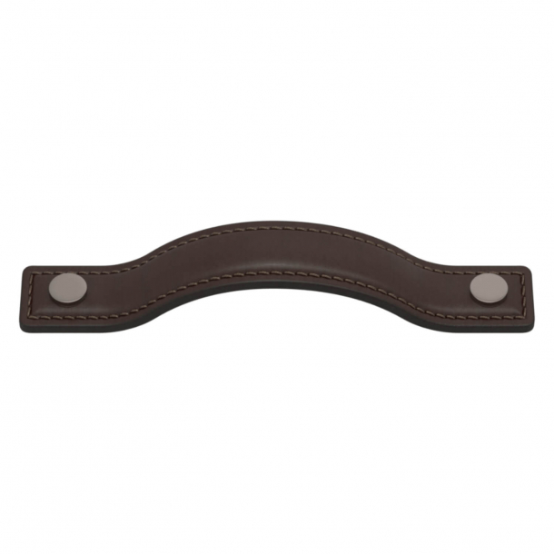 Møbelgreb - Turnstyle Designs - Chokoladefarvet læder / Satin nikkel - Model A1180