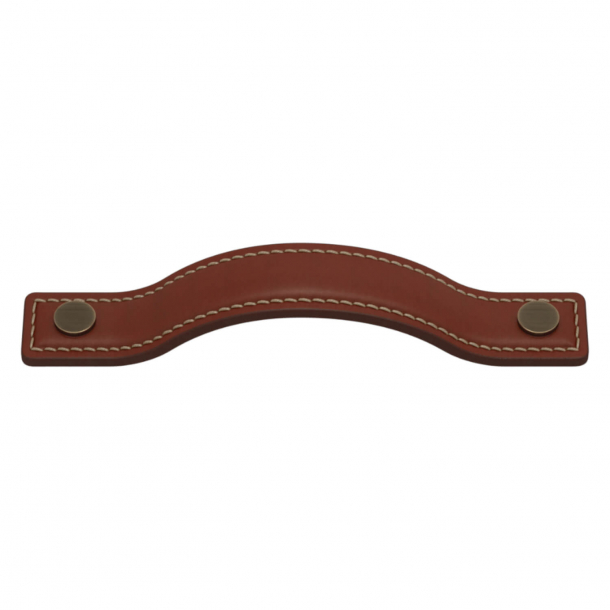 Turnstyle Designs Cabinet handles - Chestnut leather / Antique brass - Model A1180