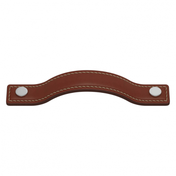 Turnstyle Designs Cabinet handles - Chestnut leather / Bright chrome - Model A1180