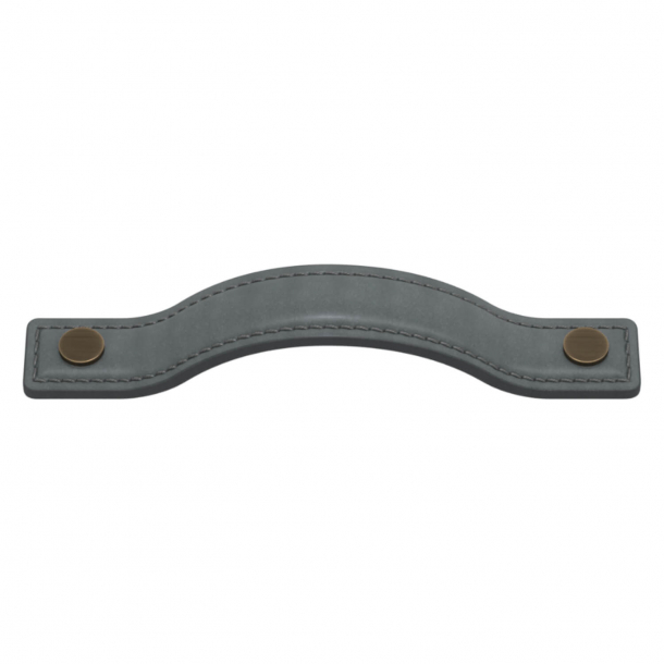 Turnstyle Designs Cabinet handles - Slate gray leather / Antique brass - Model A1180