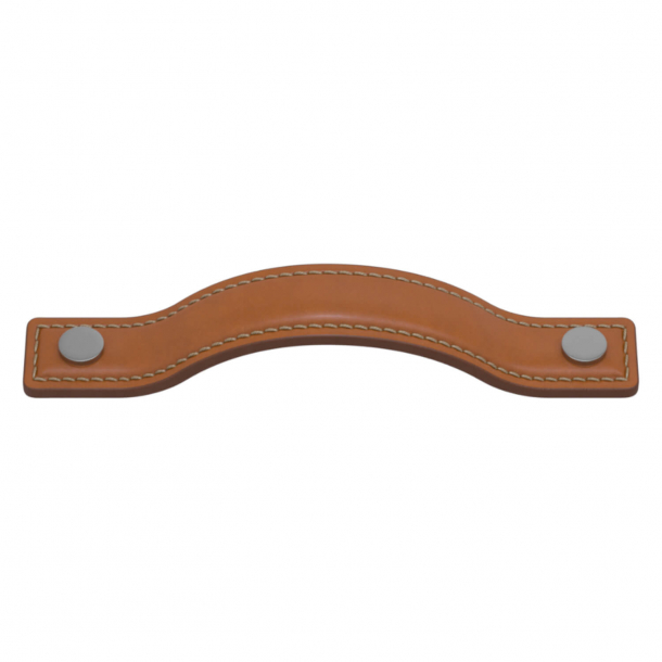 Turnstyle Designs Cabinet handles - Tan leather / Satin chrome - Model A1180