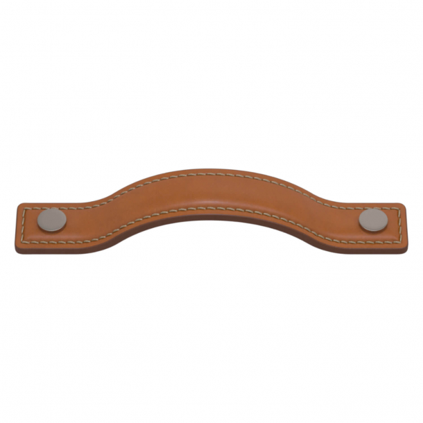 Turnstyle Designs Cabinet handles - Tan leather / Satin nickel - Model A1180