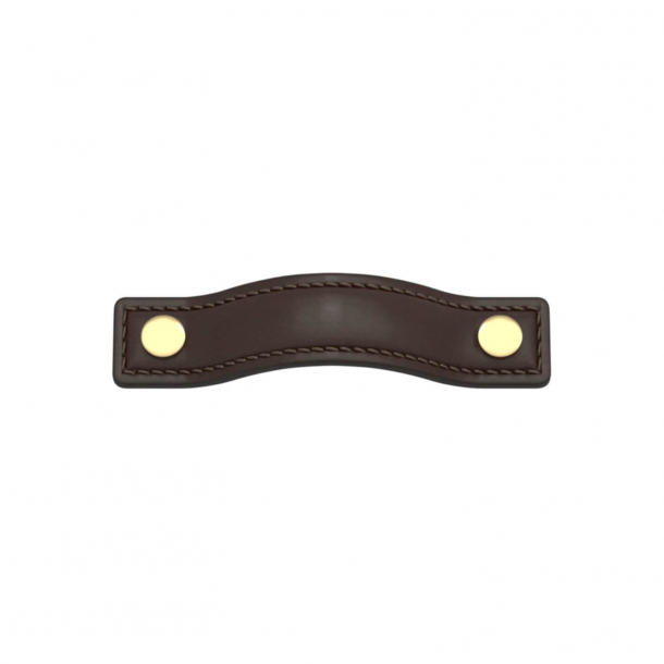 Møbelgreb - Turnstyle Designs - Chokoladefarvet Læder / Poleret messing - Model A1182