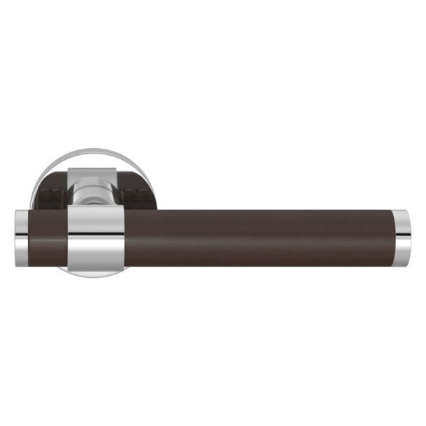 Turnstyle Designs Door handle - Chocolate leather / Bright chrome - Model BL5060