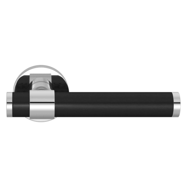 Turnstyle Designs Door handle - Black leather / Bright chrome - Model BL5060