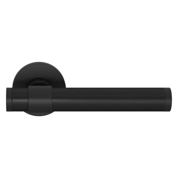 Klamka do drzwi - Turnstyle Designs - Czarna skóra / Czarny chrom spo&#380;ywcz - Model BL5060