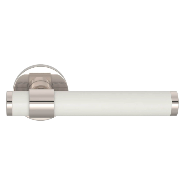 Turnstyle Designs Door handle - White leather / Polished nickel - Model BL5060