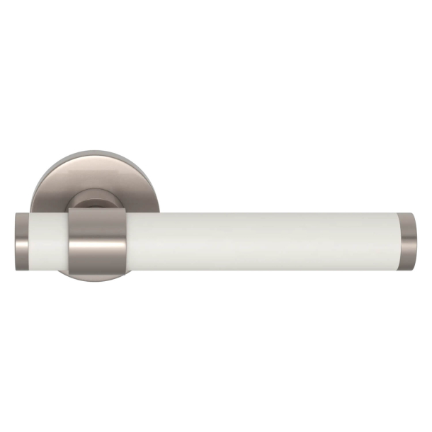Turnstyle Designs Door handle - White leather / Satin nickel - Model BL5060