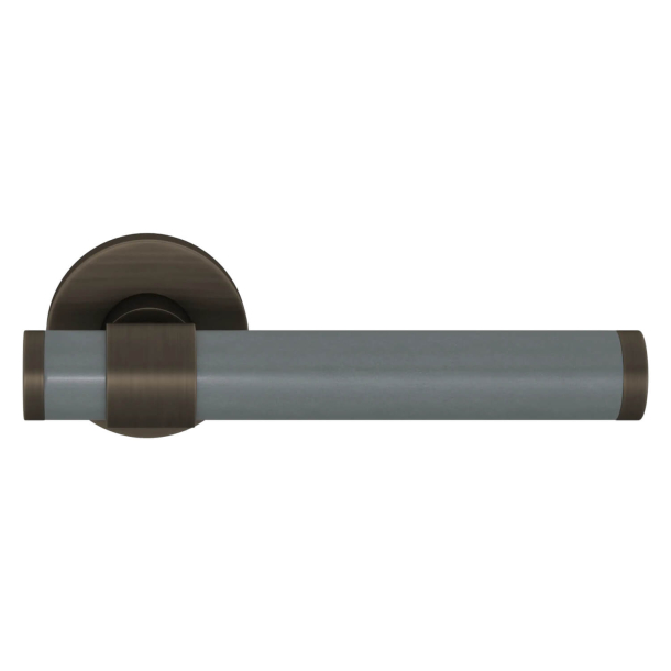 Turnstyle Designs Door handle - Slate gray leather / Vintage patina - Model BL5060