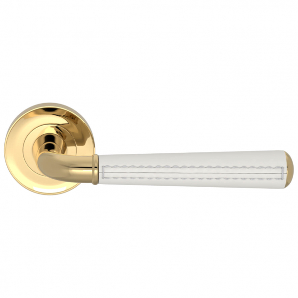 Turnstyle Design Door Handle - White leather /  Polished brass - Model CF2992