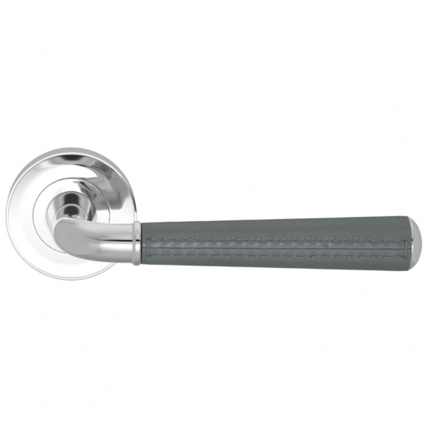 Turnstyle Design Door Handle - Slate gray leather /  Bright chrome - Model CF2992