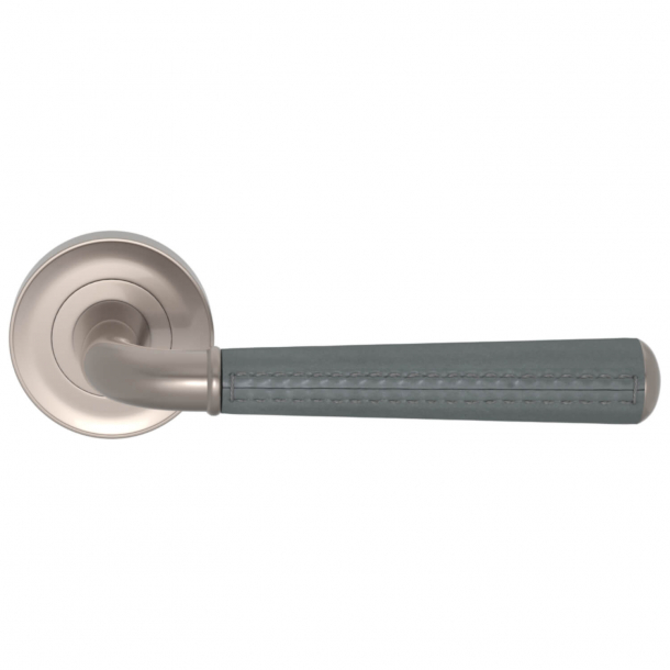 Turnstyle Design Door Handle - Slate gray leather /  Satin nikkel - Model CF2992