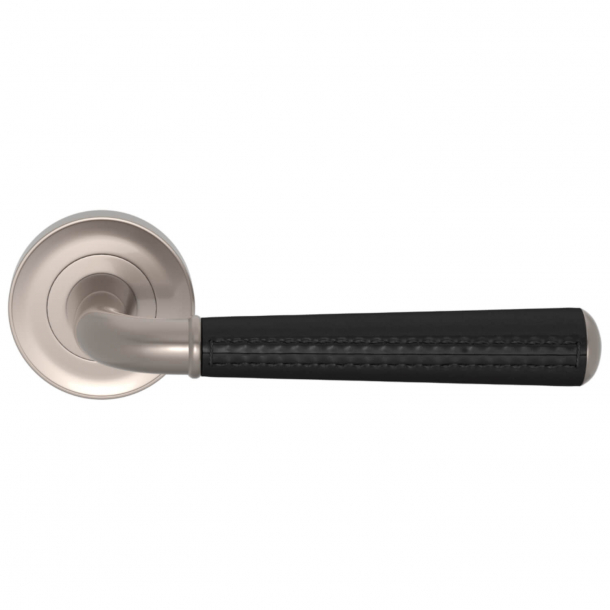 Turnstyle Design Door Handle - Black leather /  Satin nikkel - Model CF2992