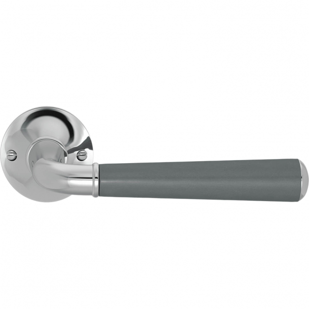 Turnstyle Design Door handle - Slate gray leather /  Bright chrome - Model CF4090