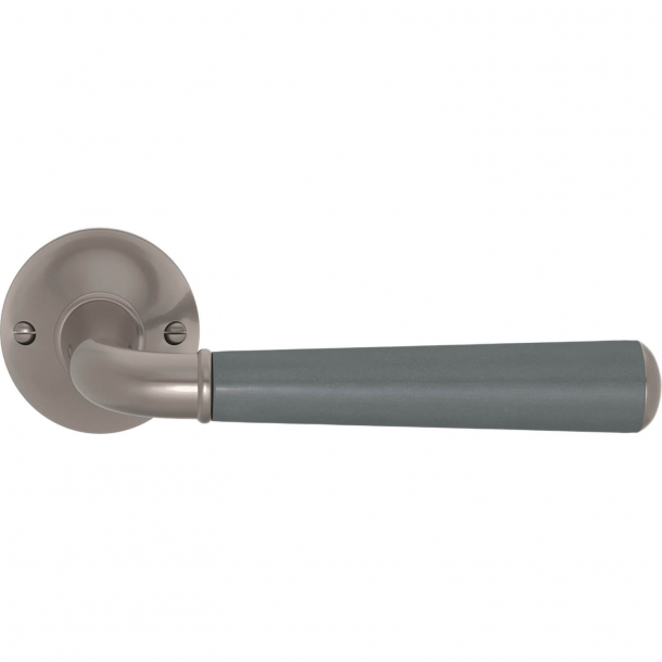 Turnstyle Design Door handle - Slate gray leather /  Satin nickel - Model CF4090