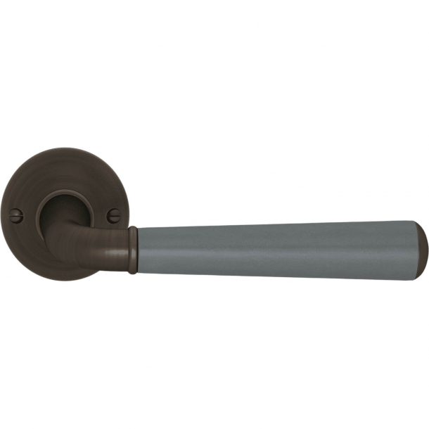 Turnstyle Design Door handle - Slate gray leather / Vintage patina - Model CF4090