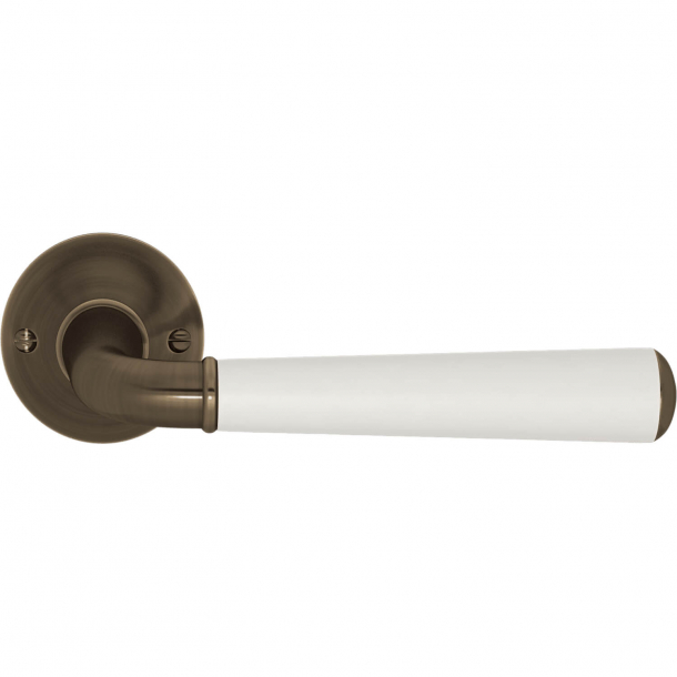 Turnstyle Design Door handle - White leather /  Antique brass - Model CF4090