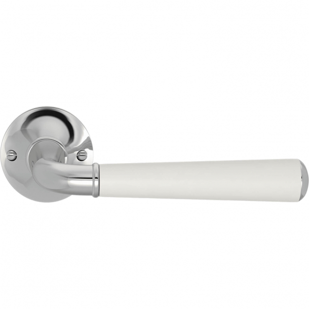 Turnstyle Design Door handle - White leather /  Bright chrome - Model CF4090