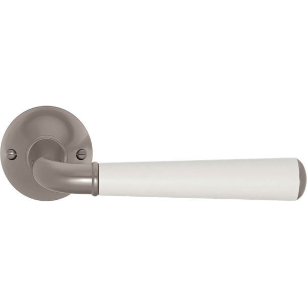 Turnstyle Design Door handle - White leather /  Satin nickel - Model CF4090