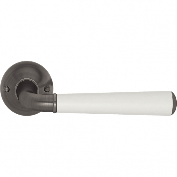 Turnstyle Design Door handle - White leather / Vintage nickel - Model CF4090
