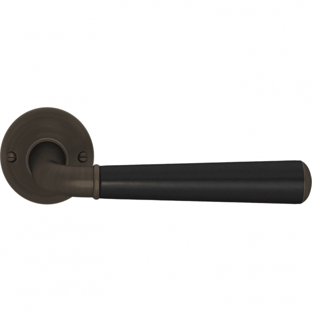Turnstyle Design Door handle - Black leather / Vintage patina - Model CF4090