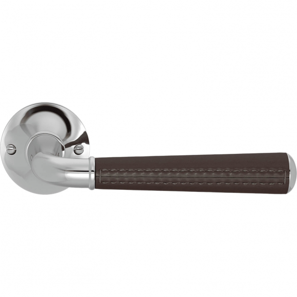 Turnstyle Design Door handle - Chocolate leather /  Bright chrome - Model CF5050