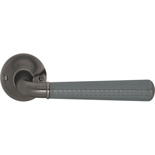 Turnstyle Design Door handle - Slate gray leather /  Vintage nickel - Model CF5050