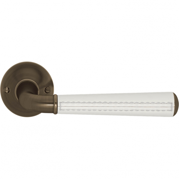 Turnstyle Design Door handle - White leather /  Antique brass - Model CF5050