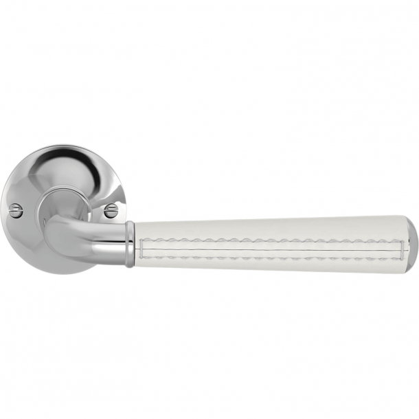 Turnstyle Design Door handle - White leather /  Bright chrome - Model CF5050