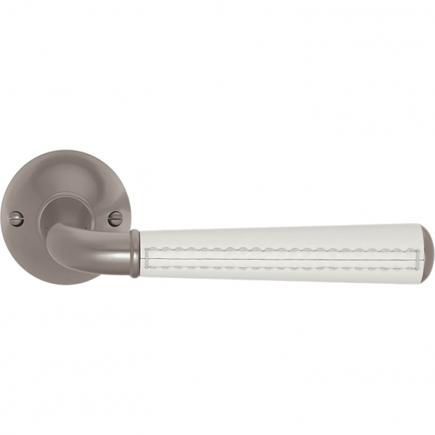 Turnstyle Design Door handle - White leather /  Satin nickel - Model CF5050