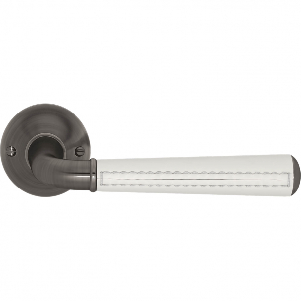 Turnstyle Design Door handle - White leather /  Vintage nickel - Model CF5050