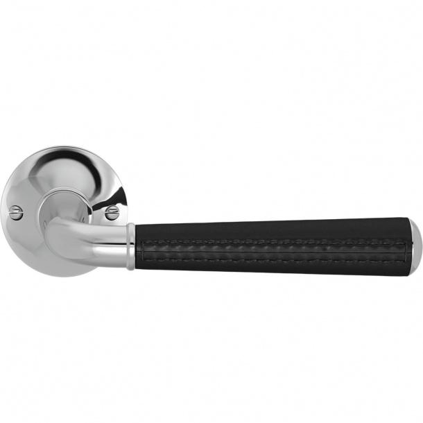 Turnstyle Design Door handle - Black leather /  Bright chrome - Model CF5050
