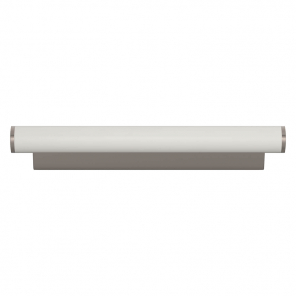 Turnstyle Designs Cabinet handle - White leather / Satin nickel - Model R2231