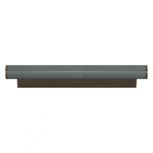 Turnstyle Designs Cabinet handle - Slate gray leather / Antique brass - Model R2231