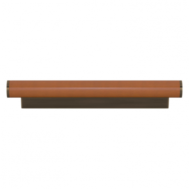 Turnstyle Designs Cabinet handle - Tan leather / Antique brass - Model R2231