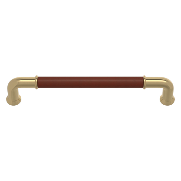 Turnstyle Designs Cabinet handles - Chestnut leather / Polished brass - Model RF1197