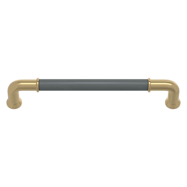 Turnstyle Designs Cabinet handles - Slate gray leather / Polished brass - Model RF1197