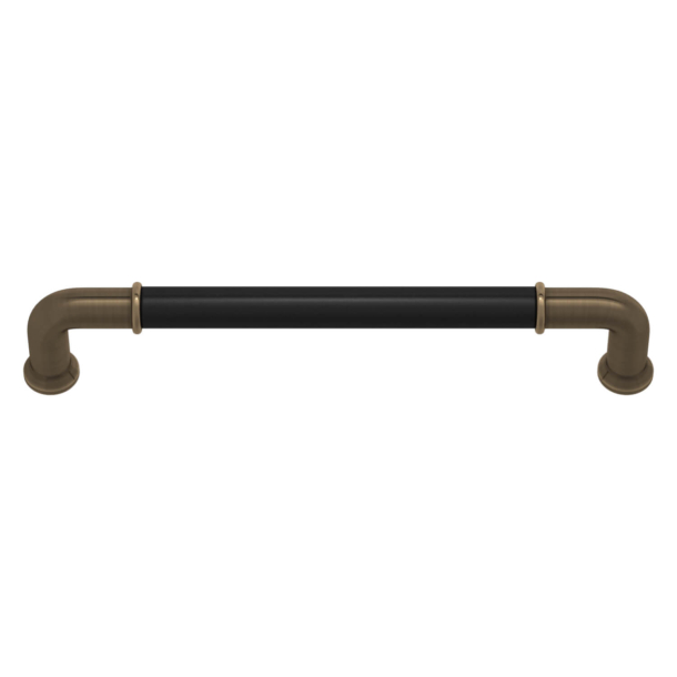 Turnstyle Designs Cabinet handles - Black leather / Antique brass - Model RF1197