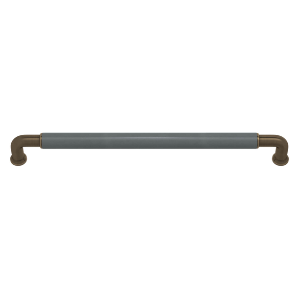 Turnstyle Designs Cabinet handles - Slate grey leather / Antique brass - Model RF1300