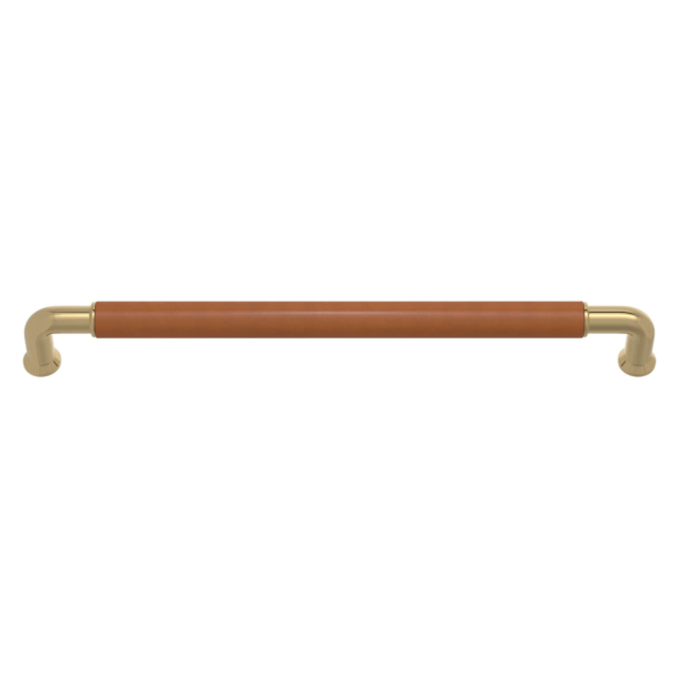 Turnstyle Designs Cabinet handles - Tan leather / Polished brass - Model RF1300