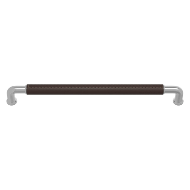 Møbelgreb - Turnstyle Designs - Chokoladefarvet Læder / Blank krom - Model RF1512