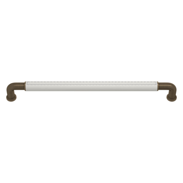 Turnstyle Designs Cabinet handles - White Leather/ Antique Brass - Model RF1512